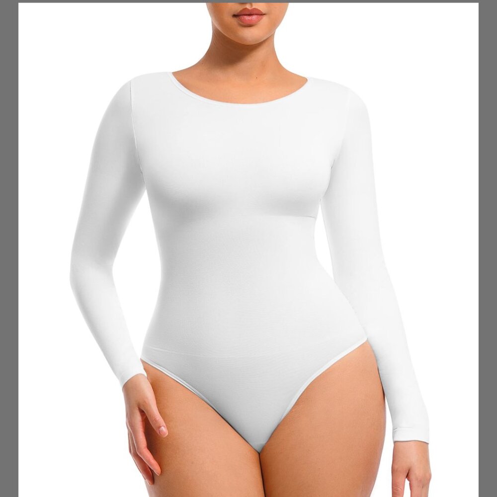 Elegant White Long Sleeve Bodysuit